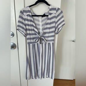 Blue and white striped sundress